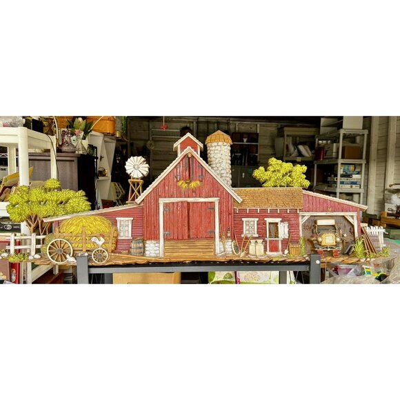 VTG Burwood Products Farm Barn Hay Buggy Chickens 46” Wall Decor 3D #587 MCMLXXV - Picture 2 of 5